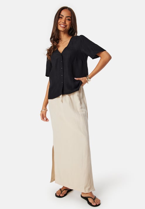 BUBBLEROOM Linen Blend Maxi Skirt