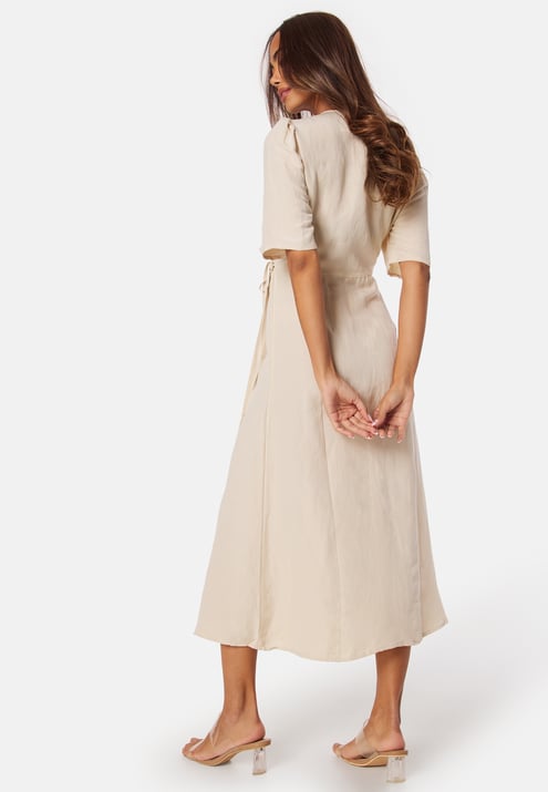 BUBBLEROOM Linen Blend Wrap Dress