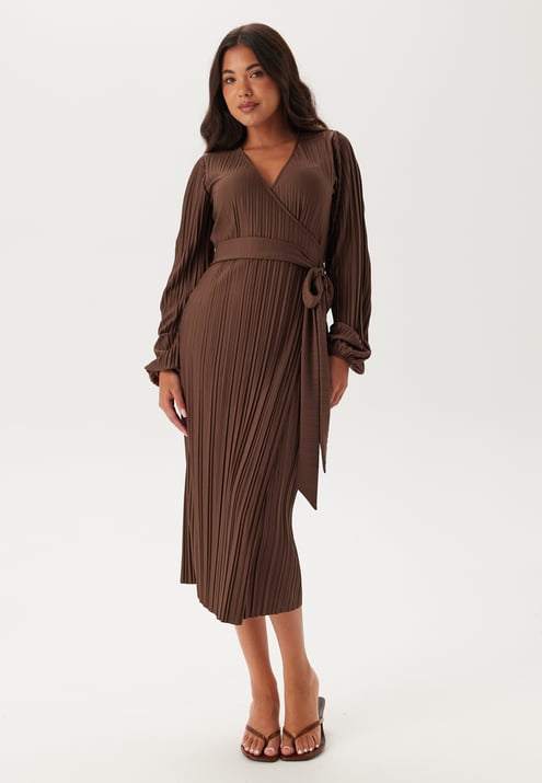 BUBBLEROOM  Pleated Wrap Dress