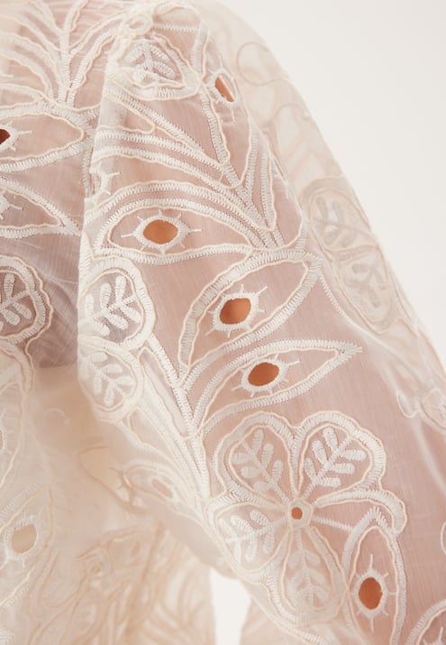 BUBBLEROOM Puff Sleeve Embroidered Blouse