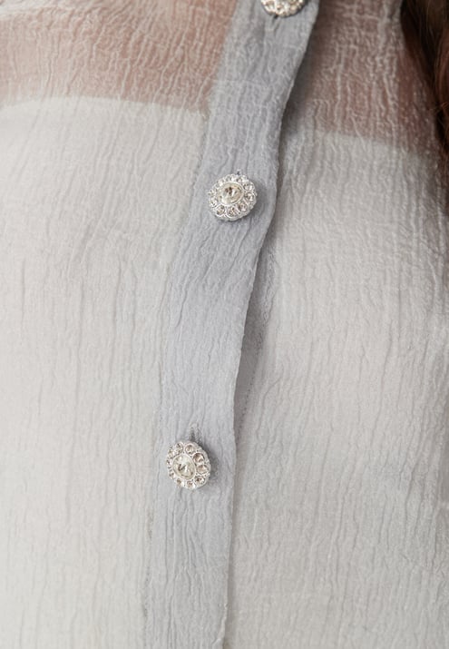 BUBBLEROOM Puff Sleeve Organza Blouse
