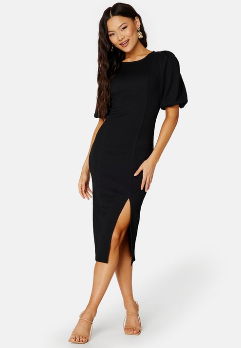 BUBBLEROOM Puff Sleeve Slit Dress