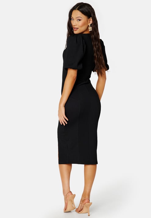 BUBBLEROOM Puff Sleeve Slit Dress