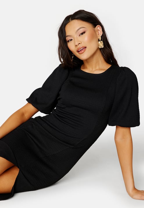 BUBBLEROOM Puff Sleeve Slit Dress