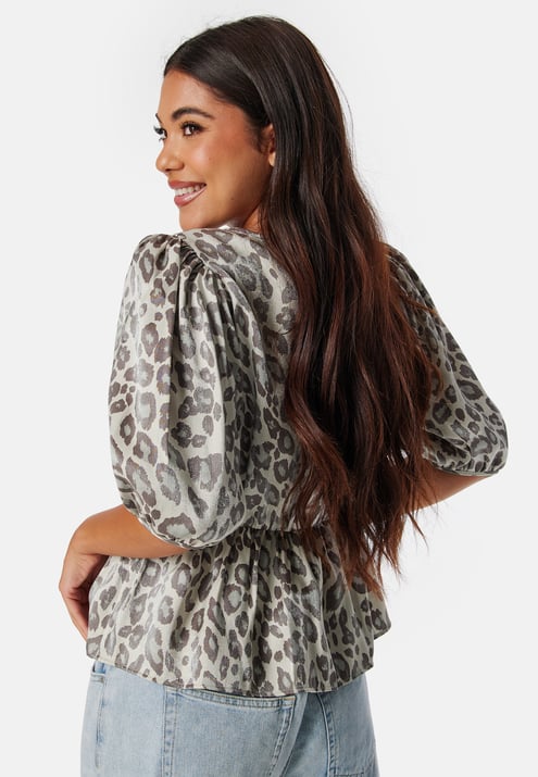 BUBBLEROOM Round Neck Puff Sleeve Blouse 