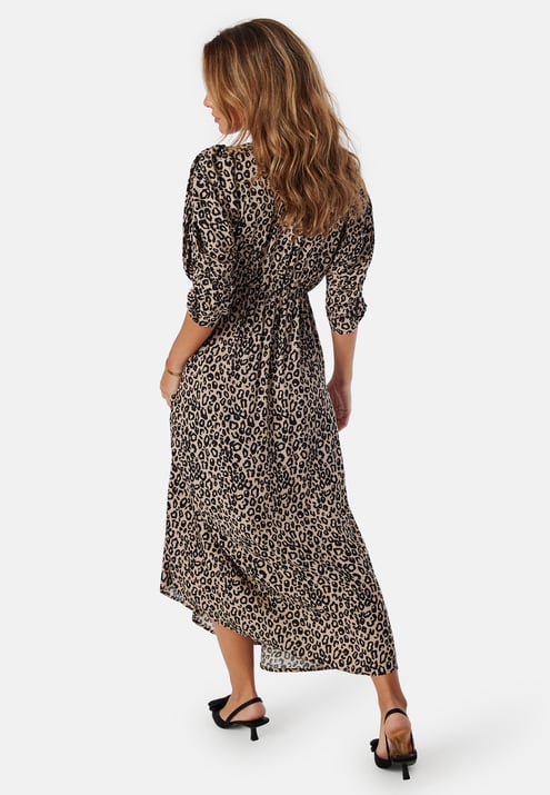 BUBBLEROOM Ruched Sleeve Midi Dress 