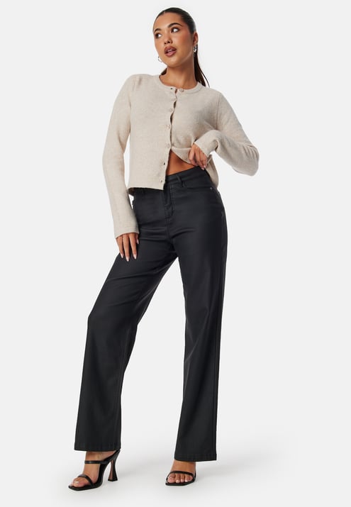 BUBBLEROOM High Waist Straight Leg Coated Jeans