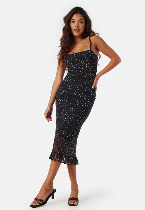 BUBBLEROOM Strap Mesh Frill Dress