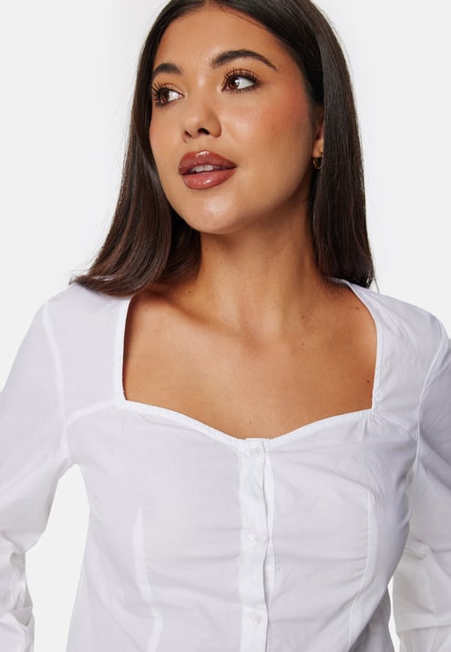 BUBBLEROOM Sweetheart Neck Poplin Shirt