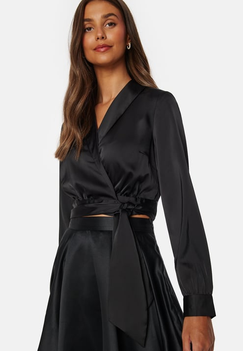 BUBBLEROOM Terilee Satin Wrap Blouse