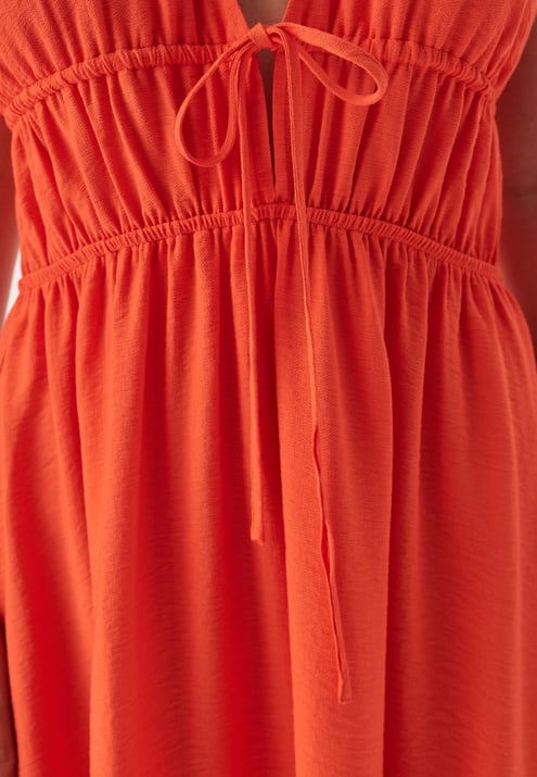 BUBBLEROOM Tie Strap Maxi Dress 