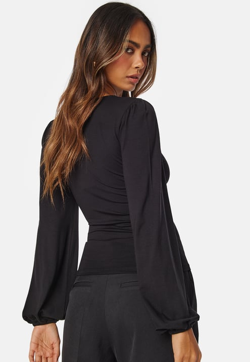 BUBBLEROOM Square V-neck Long Sleeve Puff Top