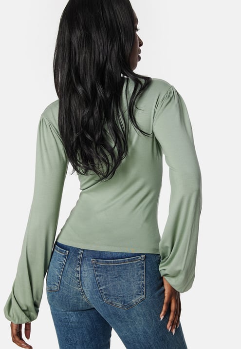 BUBBLEROOM Square V-neck Long Sleeve Puff Top