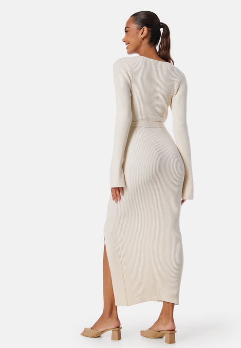 BUBBLEROOM Slit Knitted Midi Dress