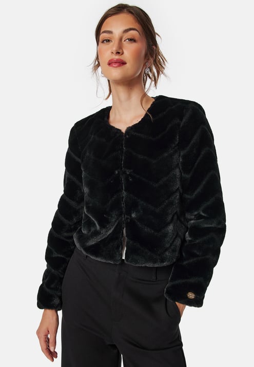 Chiara Forthi Short Party Faux Fur Jacket