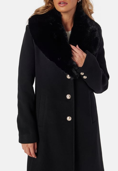 Chiara Forthi Fur Collar Wool Blend Coat