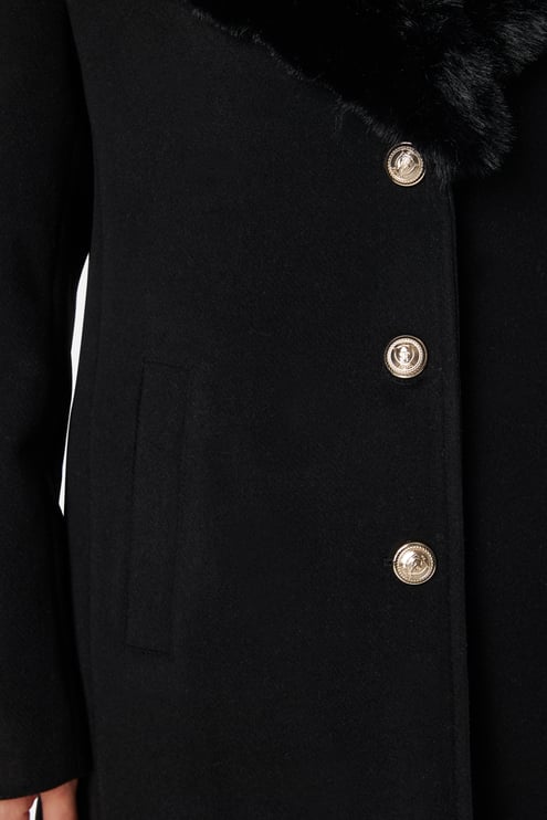 Chiara Forthi Fur Collar Wool Blend Coat