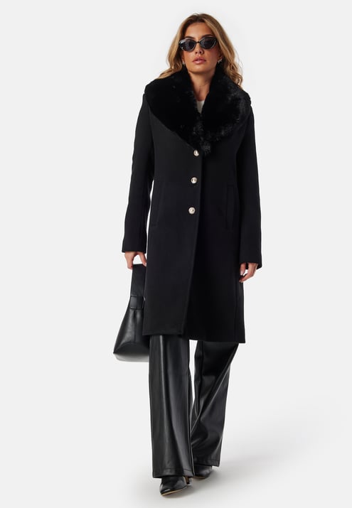 Chiara Forthi Fur Collar Wool Blend Coat
