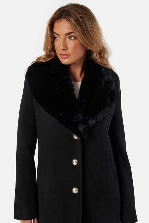 Chiara Forthi Fur Collar Wool Blend Coat