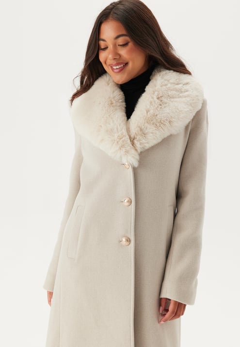 Chiara Forthi Fur Collar Wool Blend Coat