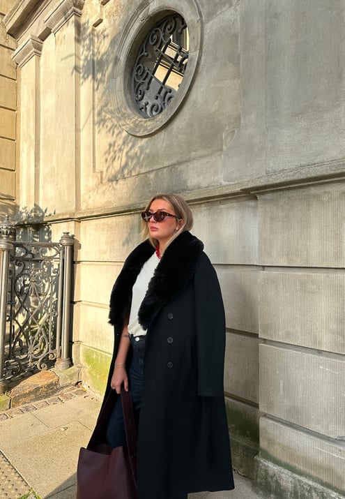 Chiara Forthi Fur Collar Belted Wool Blend Coat