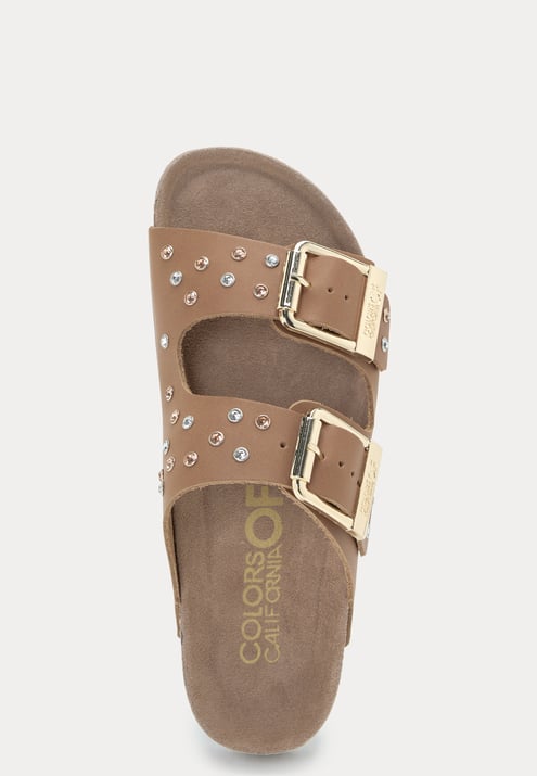 Colors of California Two Buckle Sandal Nubuck Stras