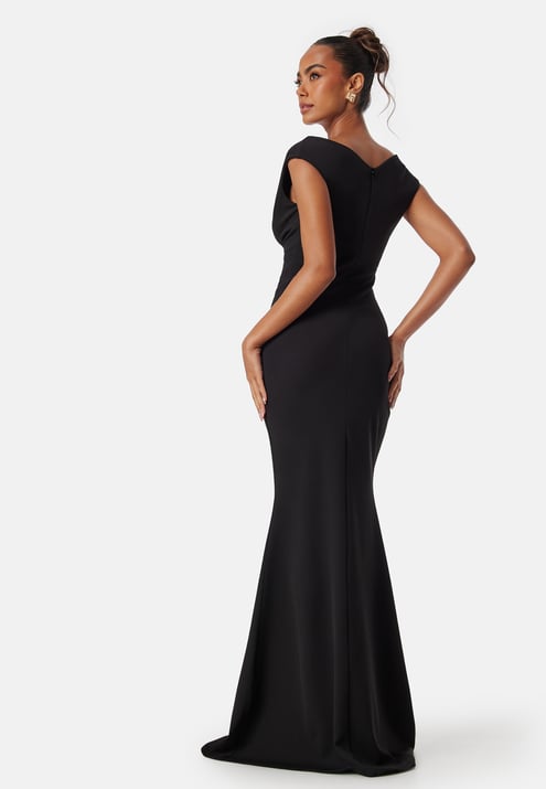 Goddiva Bardot Pleat Maxi Dress