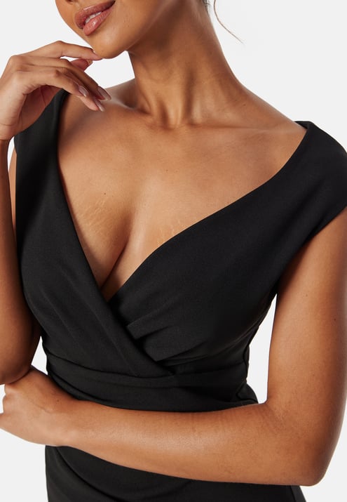 Goddiva Bardot Pleat Maxi Dress