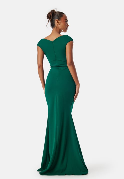 Goddiva Bardot Pleat Maxi Dress