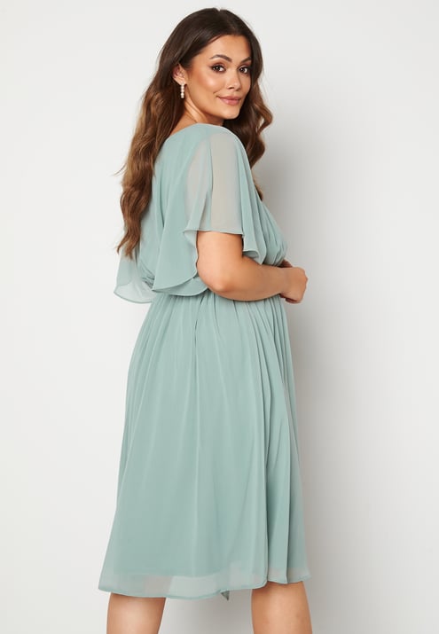 Goddiva Curve Flutter Sleeve Chiffon Midi Dress