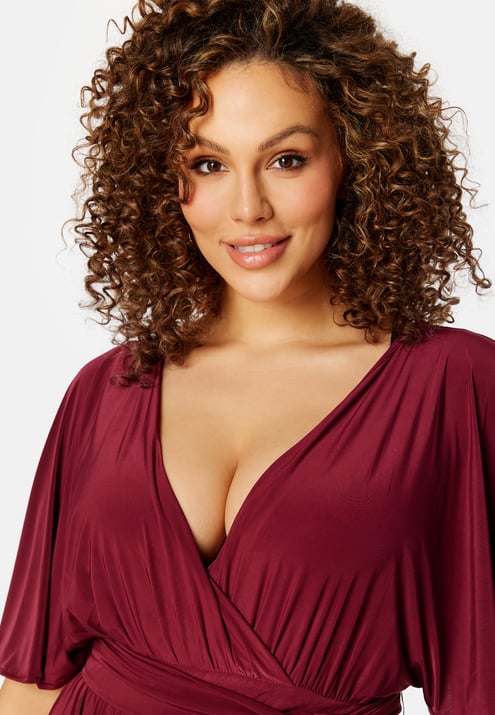 Goddiva Curve Flutter Sleeve Maxi Dress