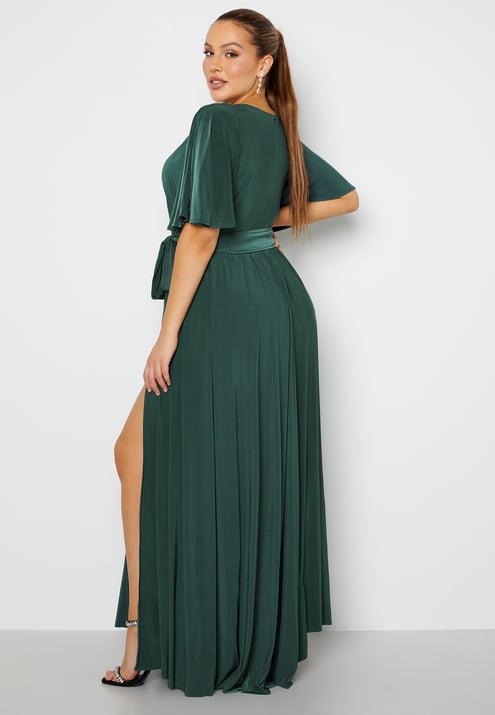 Goddiva Curve Flutter Sleeve Maxi Dress