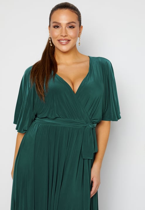 Goddiva Curve Flutter Sleeve Maxi Dress