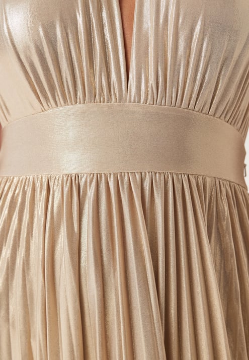 Goddiva Deep V Neck Metallic