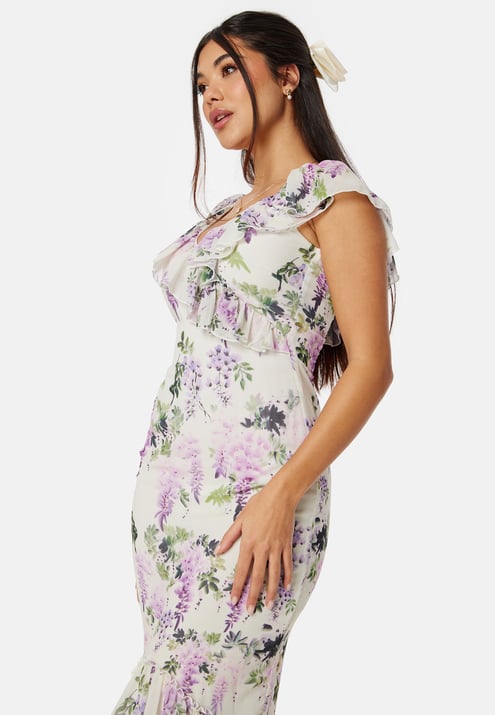Goddiva Floral Ruffle Hem Maxi Dress