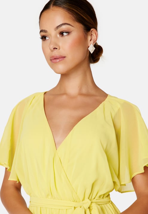 Goddiva Flutter Chiffon Maxi Dress