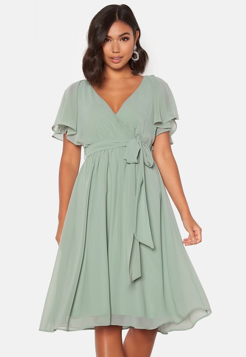Goddiva Flutter Chiffon Midi Dress