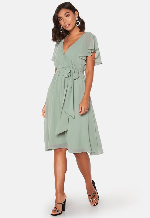 Goddiva Flutter Chiffon Midi Dress