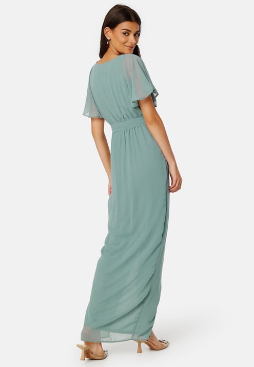 Goddiva Flutter Chiffon Wrap Maxi Dress