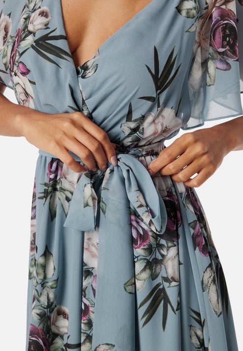 Goddiva Flutter Floral Midi Dress