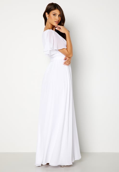 Goddiva Flutter Sleeve Chiffon Maxi Dress