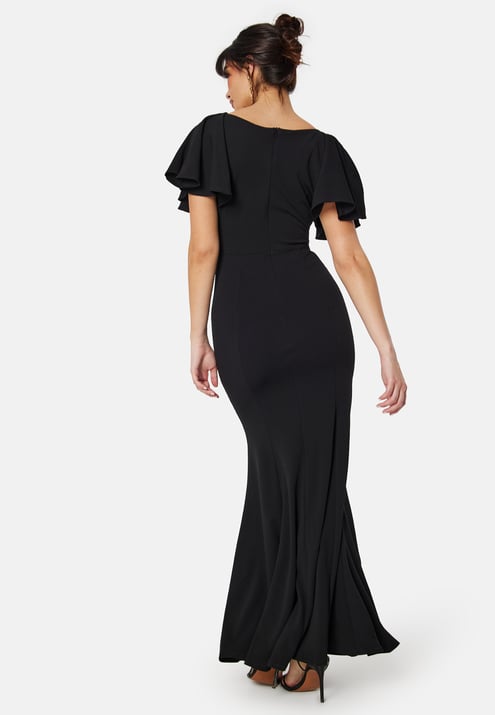 Goddiva Flutter Sleeve Fishtail Maxi Dress
