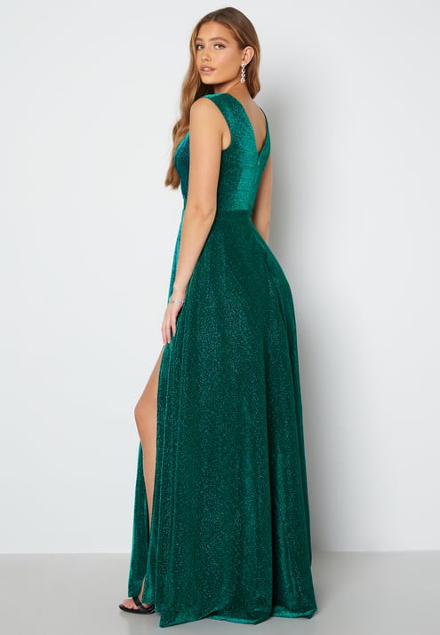 Goddiva Glitter Wrap Maxi Dress