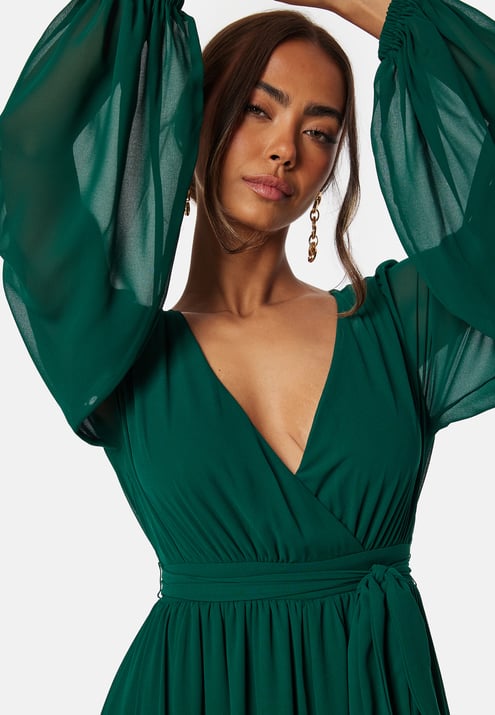 Goddiva Long Sleeve Chiffon Dress
