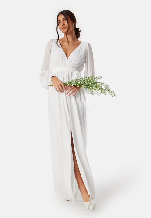 Goddiva Long Sleeve Chiffon Maxi Dress