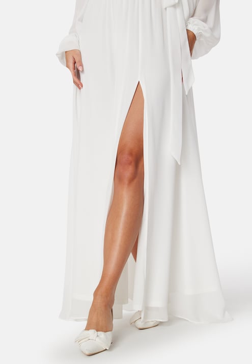 Goddiva Long Sleeve Chiffon Maxi Dress