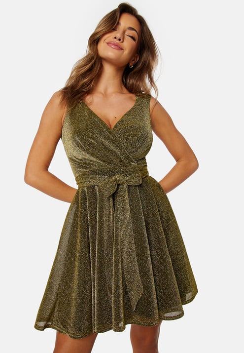 Goddiva Lurex Skater Dress