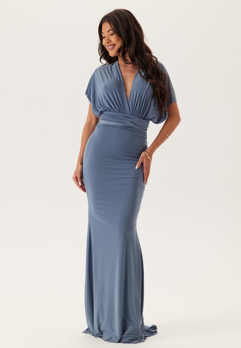 Goddiva Multi Tie Fishtail Maxi Dress