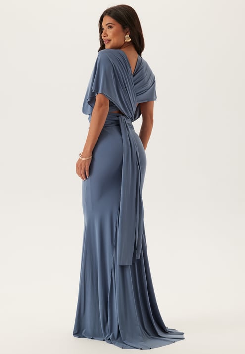 Goddiva Multi Tie Fishtail Maxi Dress