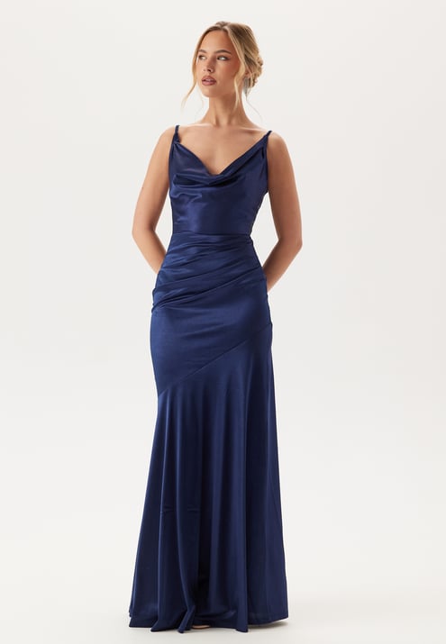 Goddiva Satin Cowl Neck Maxi Dress